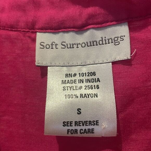 Soft Surroundings 100% rayon button down SZ small hot pink - Picture 4 of 6